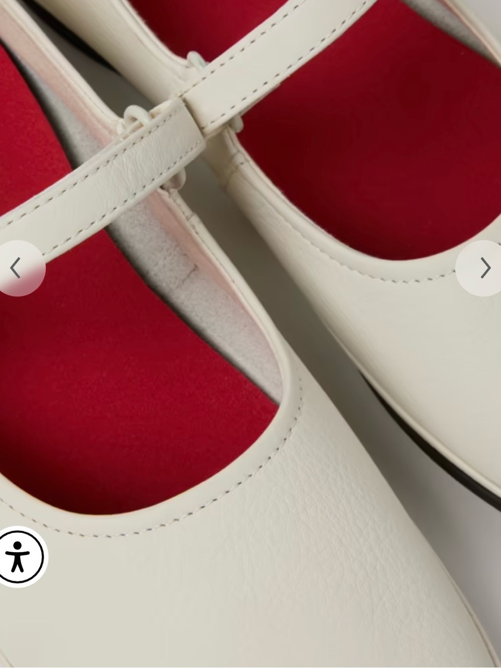 Camper Girls Cream Mary Jane Flats with red Insole - Picture 6 of 16